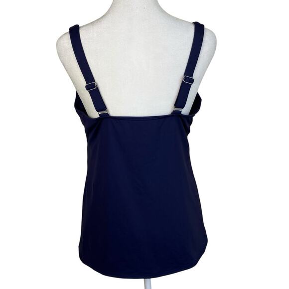 Lands’ End Women's sz 14 Mastectomy Square Neck Tankini Swimsuit Top Deep Navy - Picture 6 of 16